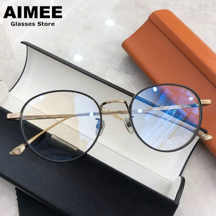 Aimee Unisex Full Rim Oval Round Titanium Eyeglasses 84511