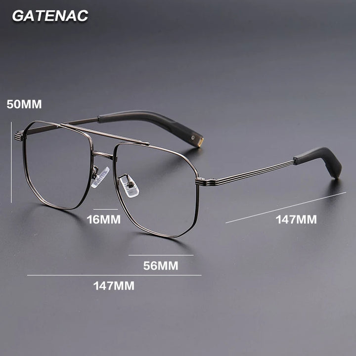 Gatenac Unisex Full Rim Square Double Bridge Titanium Photochromic Reading Glasses 760942