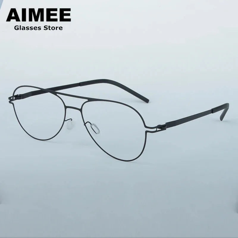 Aimee Unisex Full Rim Oval Double Bridge Steel Eyeglasses 14052 Full Rim Aimee Black  