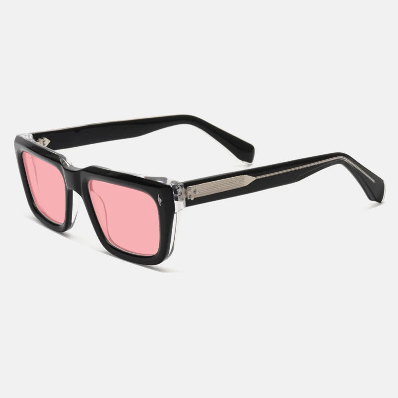 Gatenac Unisex Full Rim Square Polarized Acetate Sunglasses Mo13 Sunglasses Gatenac Black T Pink  