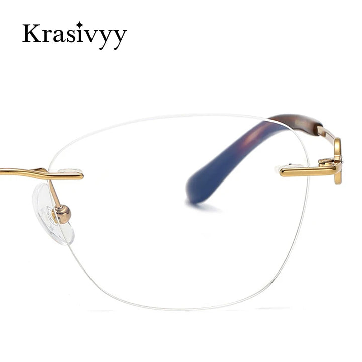 Krasivyy Women's Rimless Oval Titanium Eyeglasses 6009 Rimless Krasivyy   