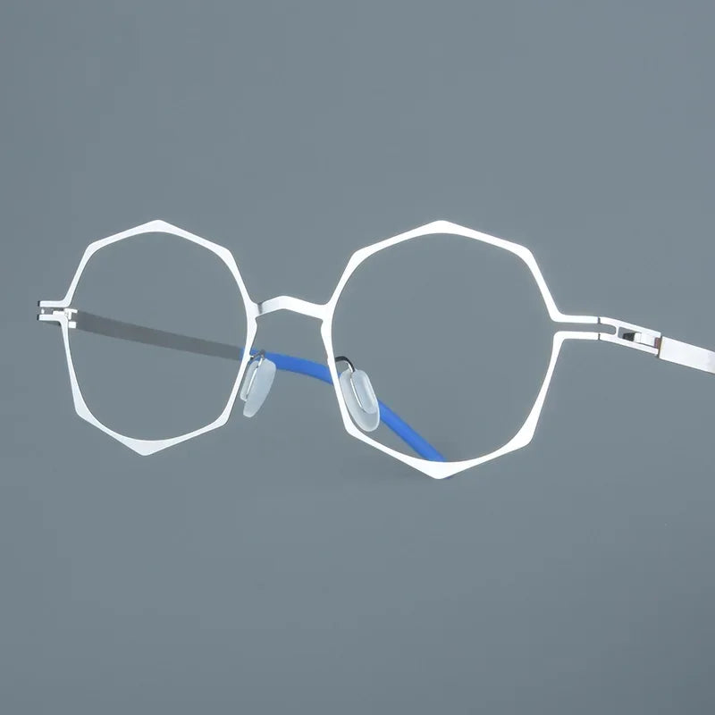 Bobbie Unisex Full Rim Polygon Round Screwless Alloy Eyeglasses 432046