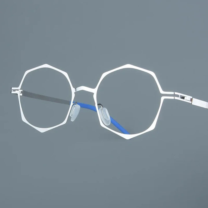 Bobbie Unisex Full Rim Polygon Round Screwless Alloy Eyeglasses 432046