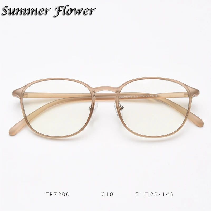 Summer Flower Women's Full Rim Oval Square Tr 90 Titanium Eyeglasses 87200