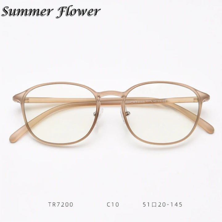 Summer Flower Women's Full Rim Oval Square Tr 90 Titanium Eyeglasses 87200