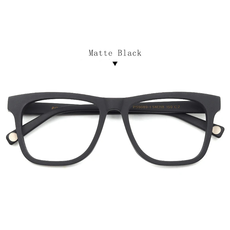 Hdcrafter Men's Full Rim Square Wood Eyeglasses 90891 Full Rim Hdcrafter Eyeglasses Matte-Black  