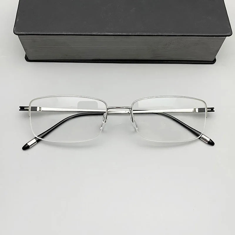 Summer Flower Men's Semi Rim Square Titanium Eyeglasses 9850