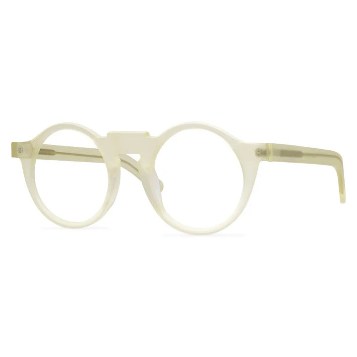 Black Mask Unisex Full Rim Acetate Round Eyeglasses 1465 Full Rim Black Mask Clear Yellow  