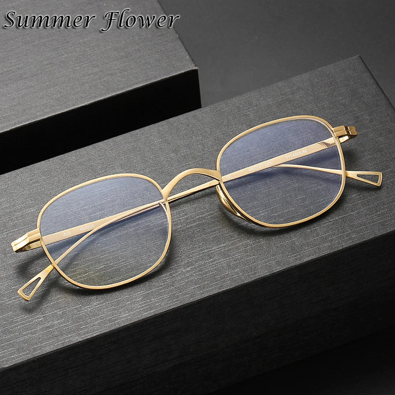 Summer Flower Unisex Full Rim Square Oval Titanium Eyeglasses 842114 Full Rim Summer Flower