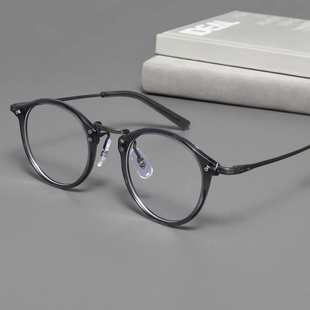 Black Mask Unisex Full Rim Round Titanium Eyeglasses BM-B805