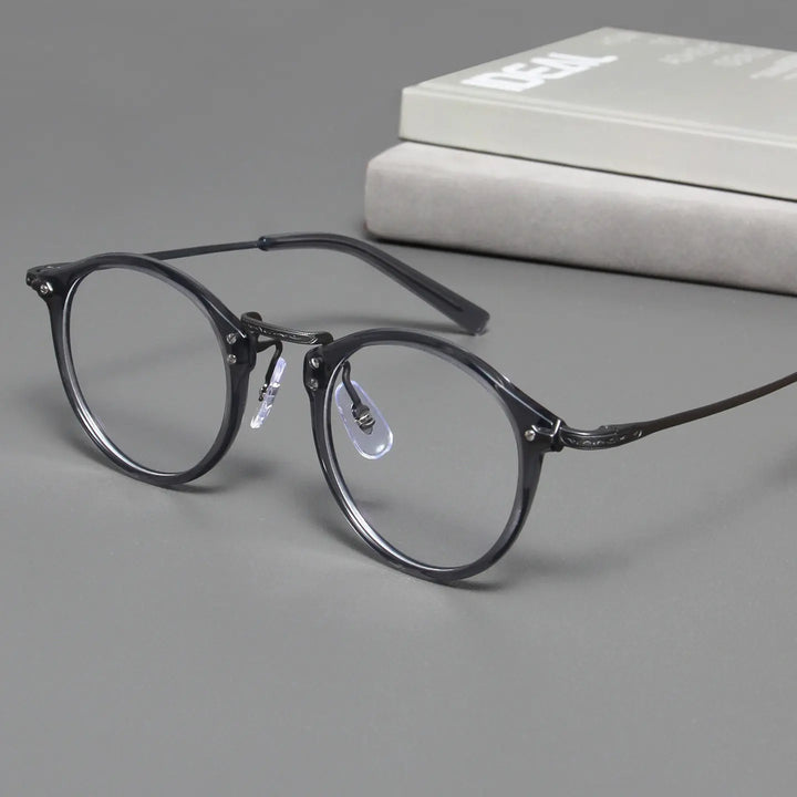 Black Mask Unisex Full Rim Round Titanium Eyeglasses BM-B805