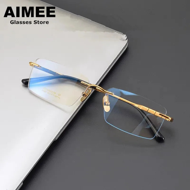 Aimee Unisex Rimless Square Titanium Eyeglasses 91092 Rimless Aimee   