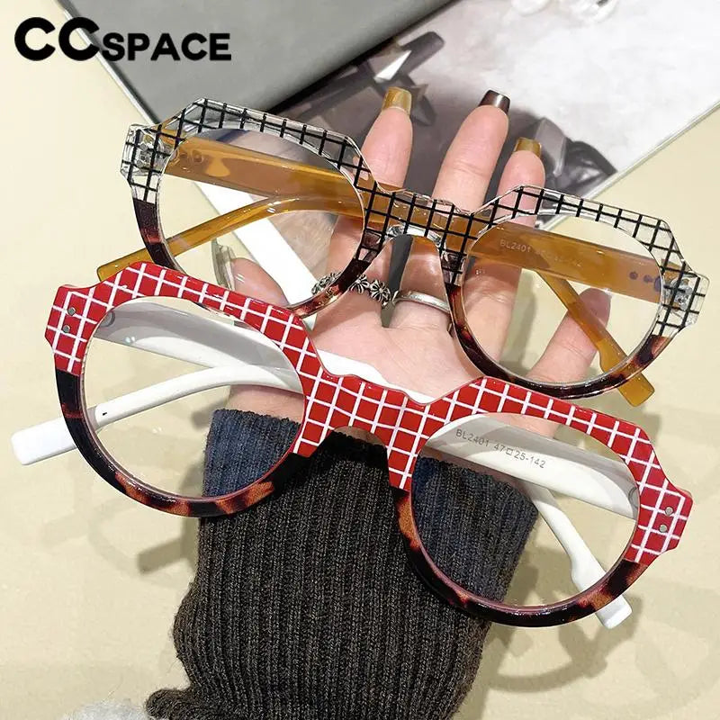CCspace Women's Full Rim Round Plastic Eyeglasses 57420 Full Rim CCspace   
