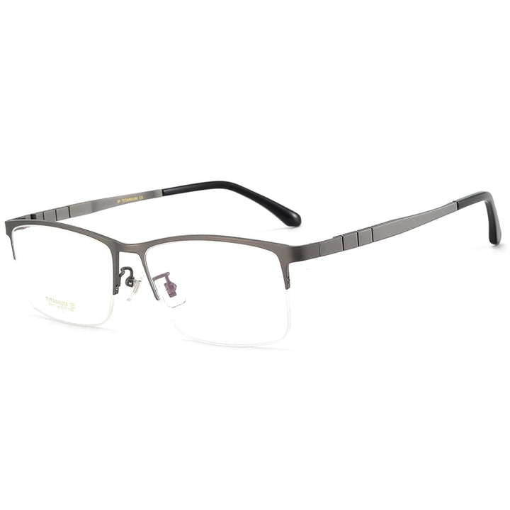 Bclear Men's Semi Rim Square Big Titanium Eyeglasses 71111 Semi Rim Bclear GRAY  