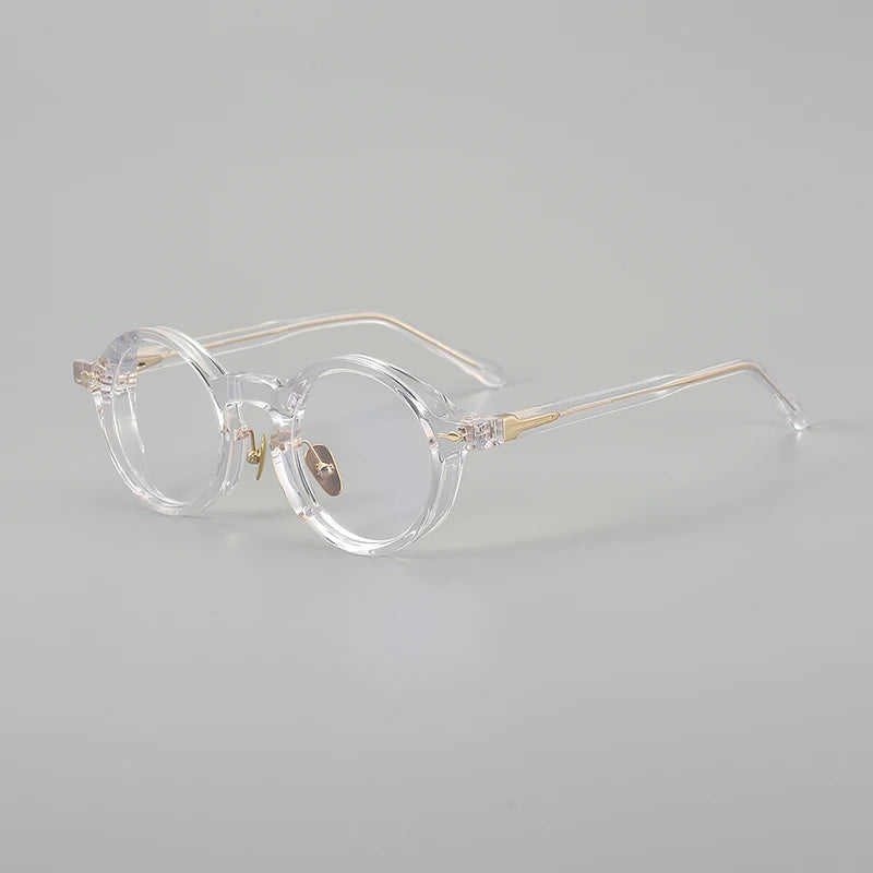 Aror Unisex Full Rim Round Thick Acetate Titanium Eyeglasses 396160