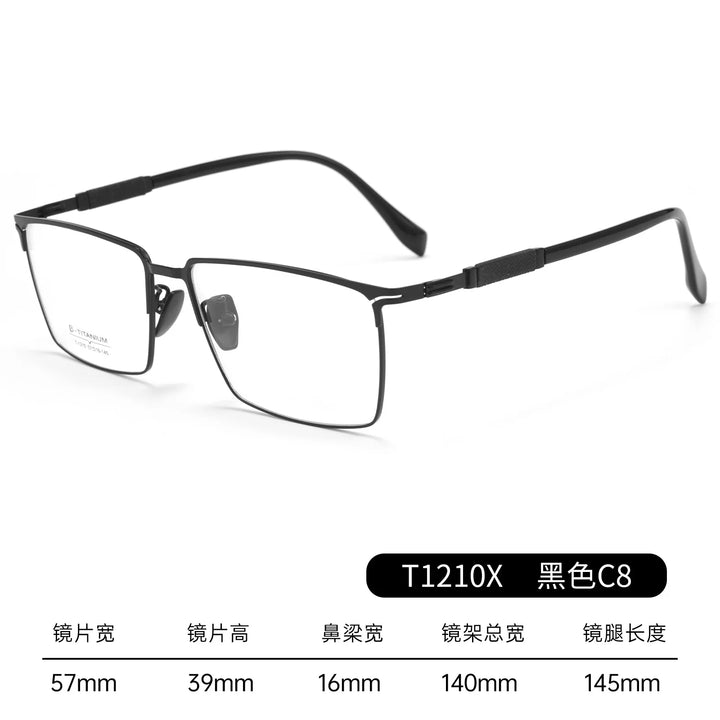 Gmei Optical T1210X men's square alloy prescription eyeglasses — view 5