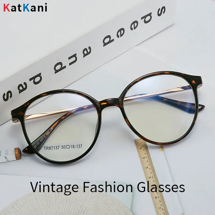 KatKani Unisex Full Rim Round Tr 90 Alloy Eyeglasses 7137 Full Rim KatKani Eyeglasses   