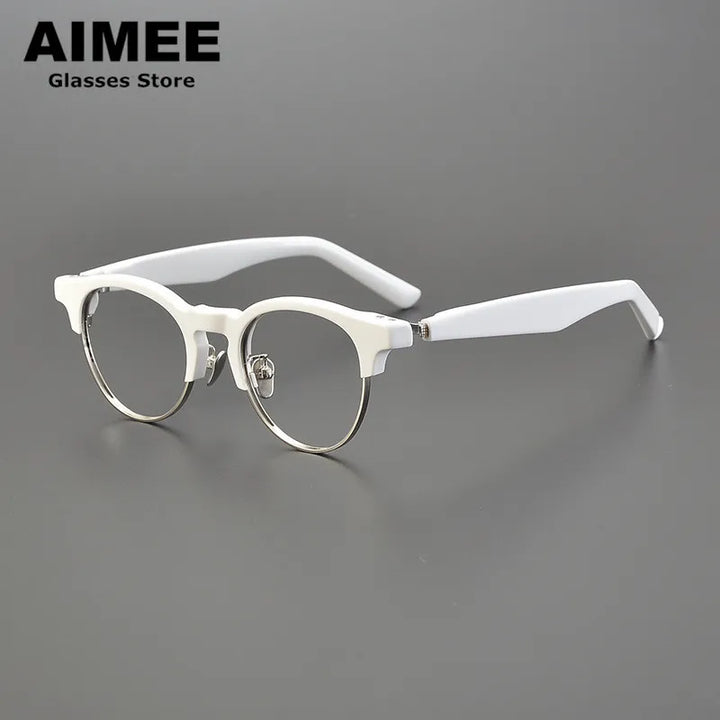 Aimee Unisex Full Rim Round Acetate Titanium Eyeglasses 9006 Full Rim Aimee   