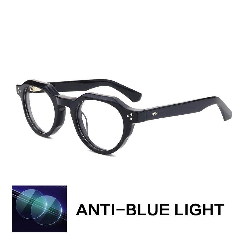 Gatenac Unisex Full Rim Flat Top Round Acetate Reading Glasses G66301