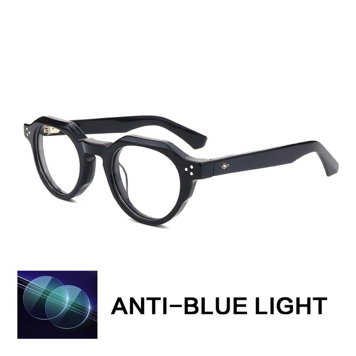 Gatenac Unisex Full Rim Flat Top Round Acetate Reading Glasses G66301