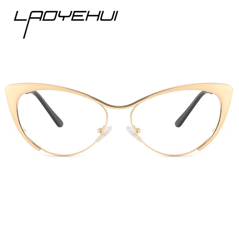 Laoyehui Women's Full Rim Myopic Cat Eye Reading Glasses 80771 Reading Glasses Laoyehui Gold -350 