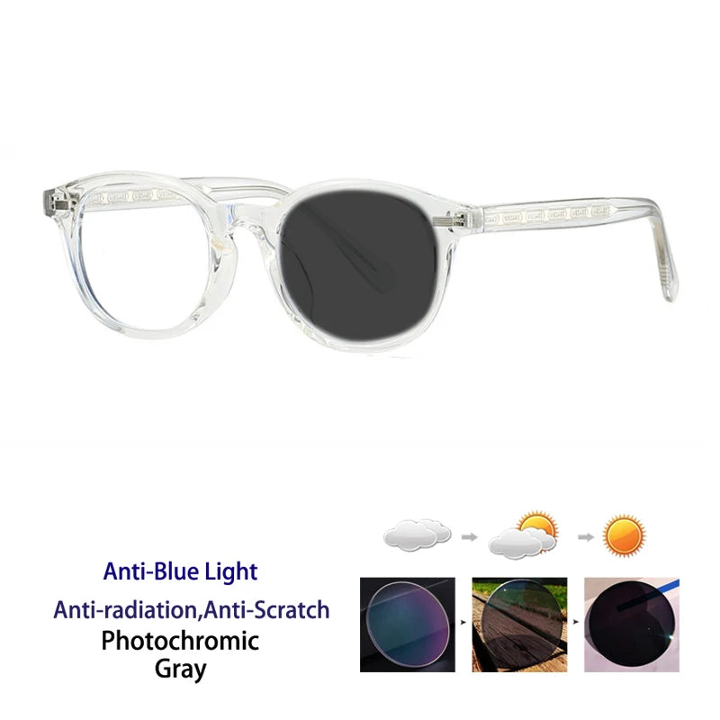 Kocolior Unisex Full Rim Round Tr 90 Photochromic Reading Glasses 28017