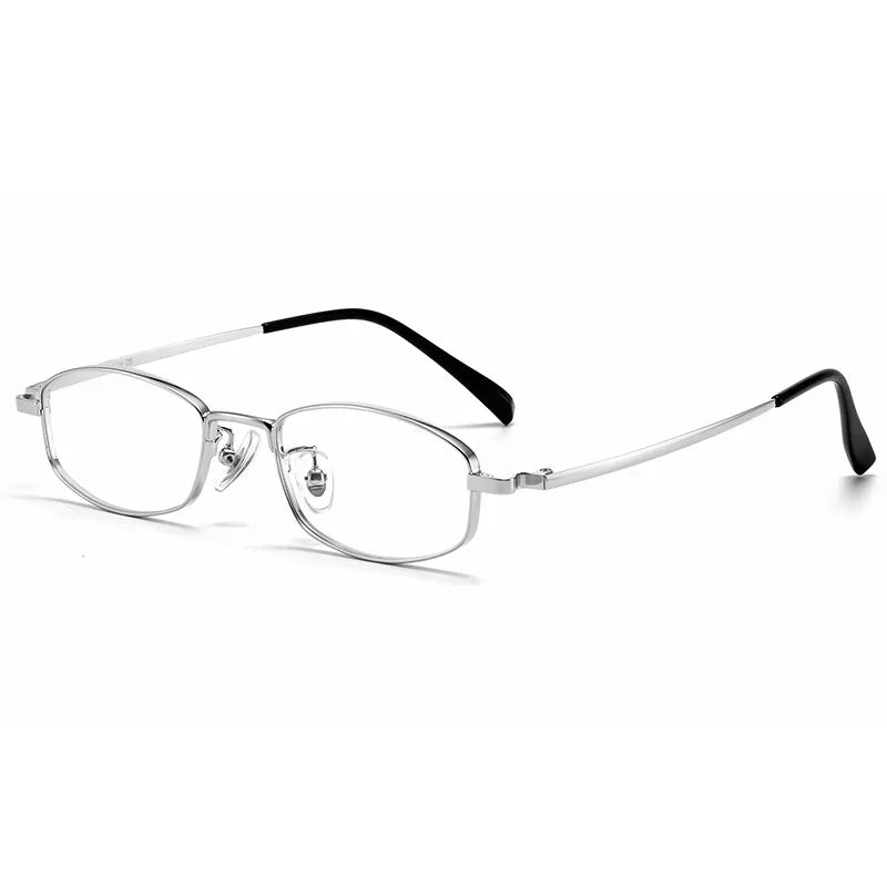 Aror Women's Full Rim Small Oval Square Titanium Eyeglasses 492449 Full Rim Aror Silver