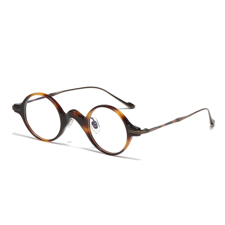 Black Mask Unisex Full Rim Round Titanium Acetate Eyeglasses 95950 Full Rim Black Mask Tortoise