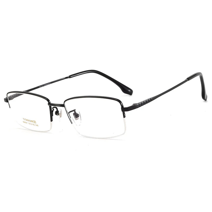 Bclear Unisex Semi Rim Square Small Titanium Eyeglasses 86697 Semi Rim Bclear black  