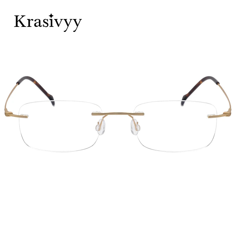 Krasivyy Unisex Rimless Square Screwless Titanium Eyeglasses 16446 Rimless Krasivyy   