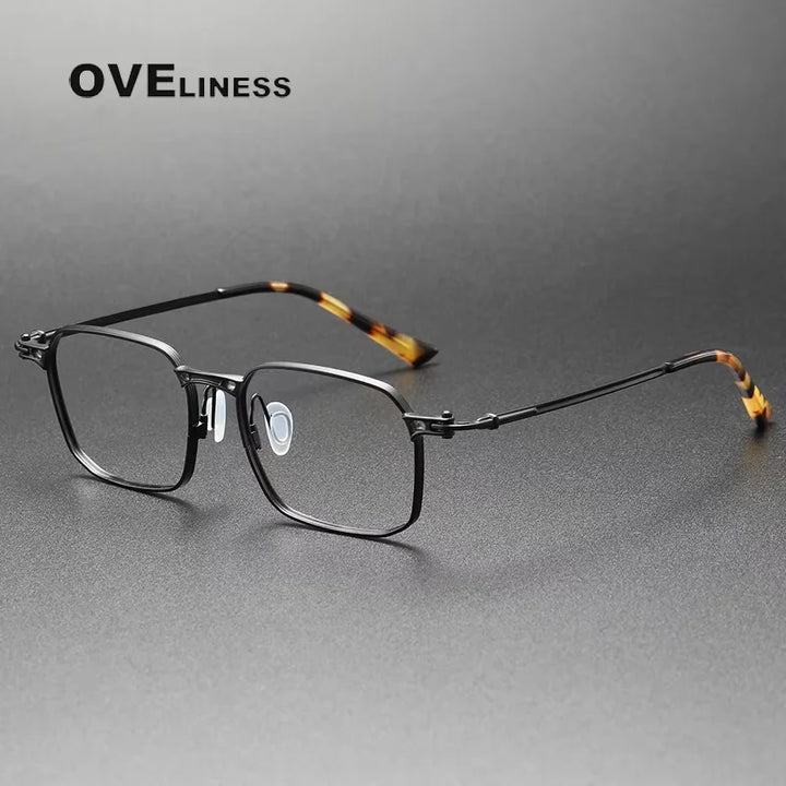 Oveliness Men's Full Rim Square Titanium Acetate Eyeglasses 85892