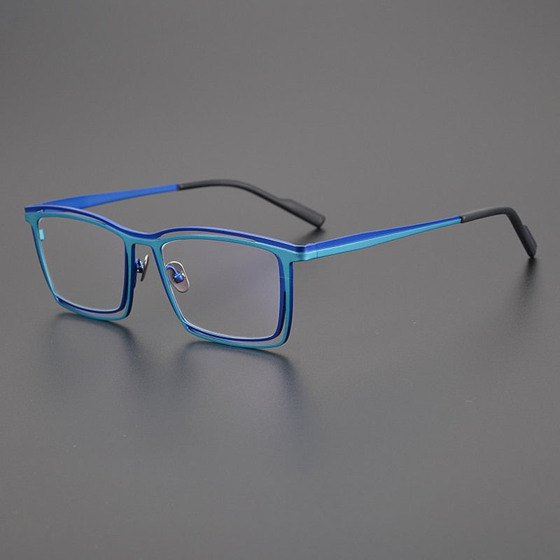 Gatenac Unisex Full Rim Square Titanium Eyeglasses Gxyj1021 Full Rim Gatenac Blue  