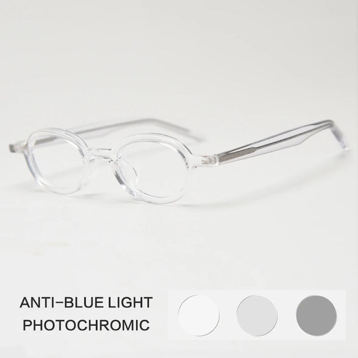 Gatenac Unisex Full Rim Round Acetate Photochromic Reading Glasses 69192