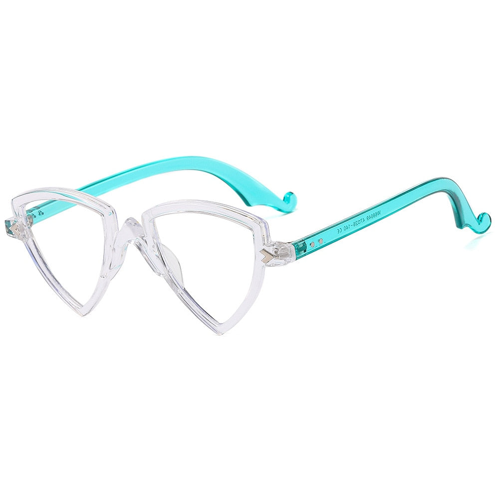 CCspace Women's Full Rim Irregular Triangle Tr 90 Eyeglasses 56405 Full Rim CCspace ClearBlue Beige 