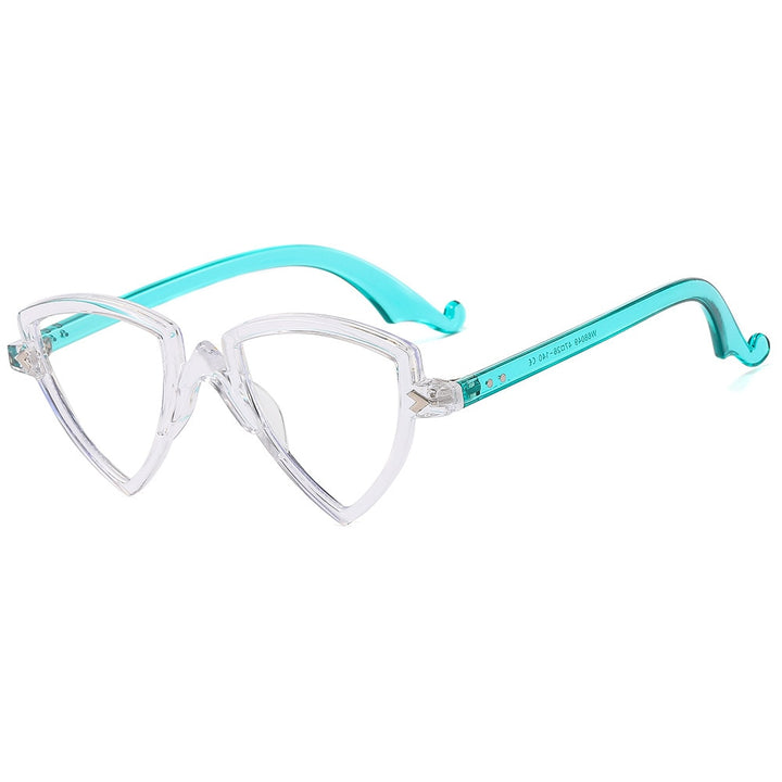 CCSpace Women's Full Rim Irregular Triangle Tr 90 Eyeglasses 56405 Full Rim CCspace ClearBlue Beige 