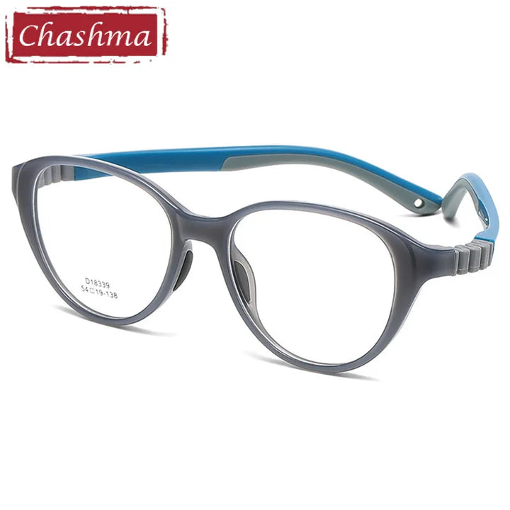 Chashma Ottica Unisex Youth Full Rim Round Tr 90 Titanium Eyeglasses Clip On Sunglasses 18339 With Clip Ons Chashma Ottica Transparent Gray  