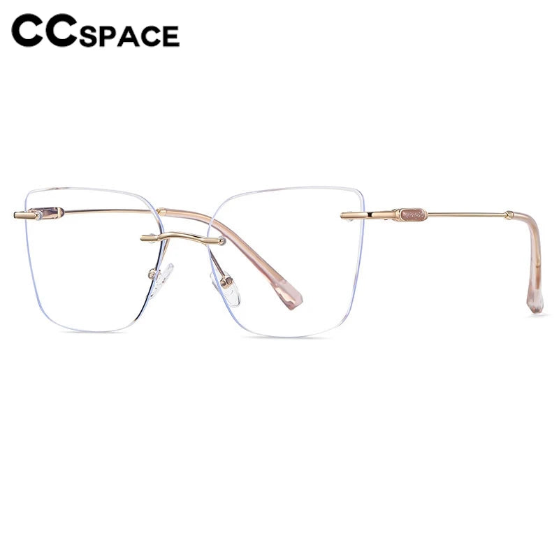 CCspace Women's Rimless Square Alloy Spring Hinge Eyeglasses 302086 Rimless CCspace   