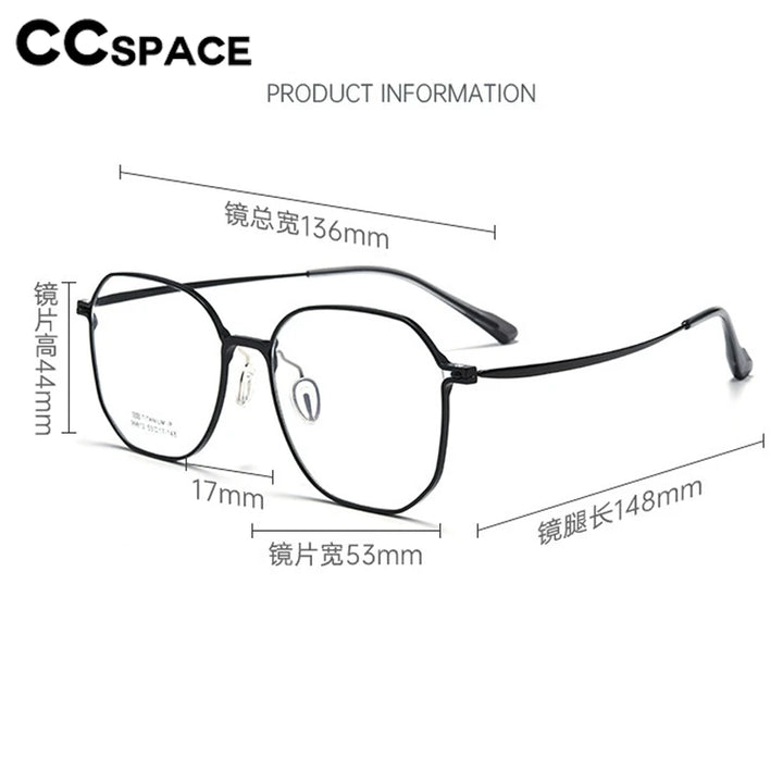 CCspace Women's Full Rim Oval Square Al-Mg Titanium Eyeglasses 315006