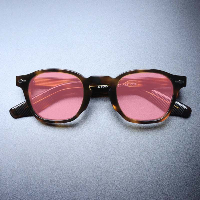 Gatenac Unisex Full Rim Square Acetate Polarized Sunglasses M009 Sunglasses Gatenac Tortoiseshell Pink  
