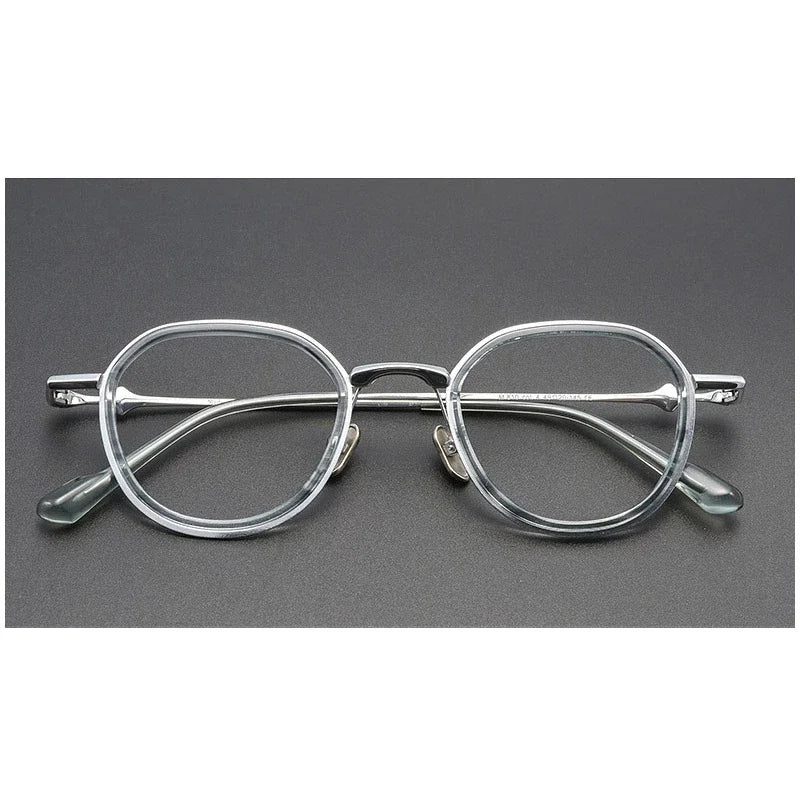Aror Women's Full Rim Polygon Oval Acetate Titannium Eyeglasses 76810