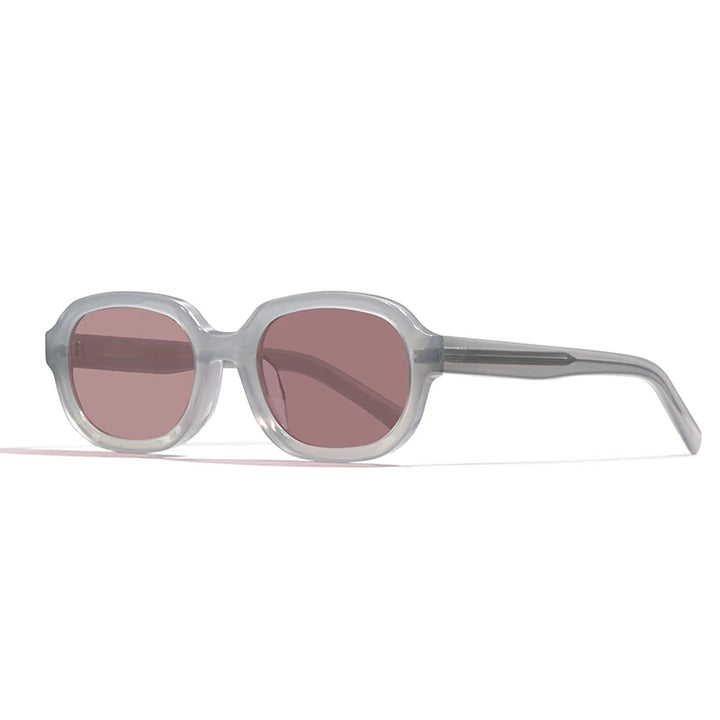 Hewei Unisex Full Rim Oval Acetate Sunglasses 0011 Sunglasses Hewei gray as picture 