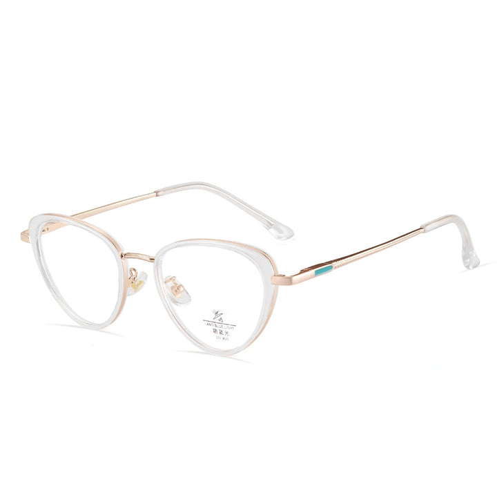 Yimaruili Women's Full Rim Cat Eye Tr 90 Alloy Eyeglasses Y11931 Full Rim Yimaruili Eyeglasses Transparent White  