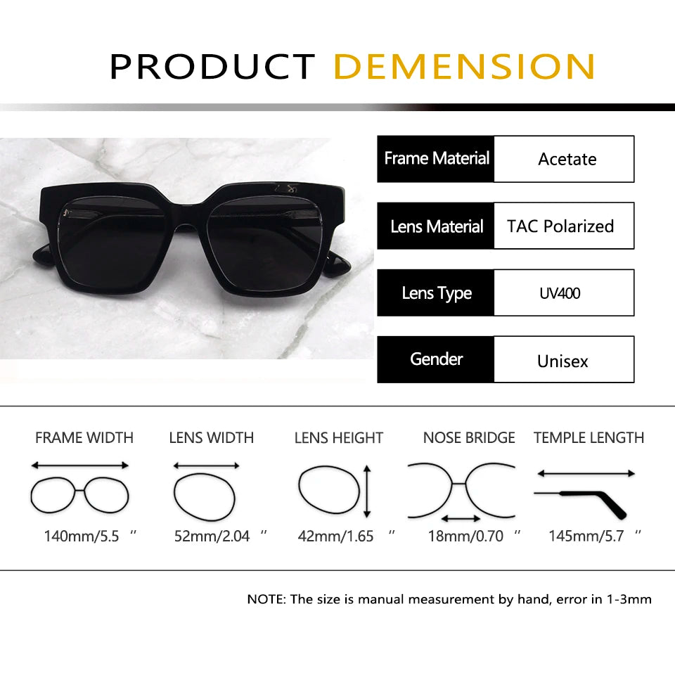 Esnbie Unisex Full Rim Polygon Brow Line Acetate Sunglasses 240761