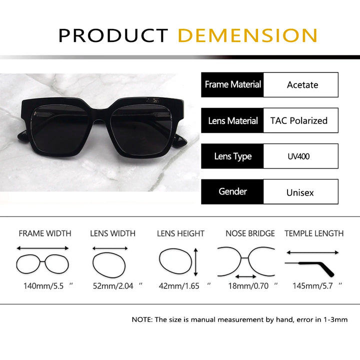 Esnbie Unisex Full Rim Polygon Brow Line Acetate Sunglasses 240761