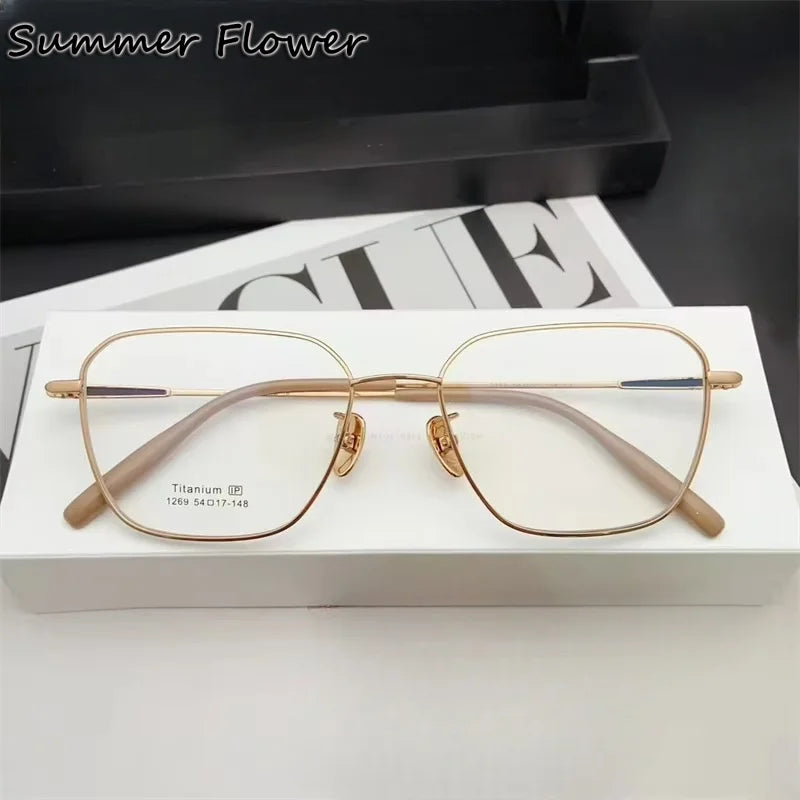 Summer Flower Unisex Full Rim Polygonal Titanium Eyeglasses  611269