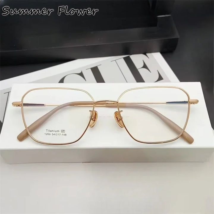Summer Flower Unisex Full Rim Polygonal Titanium Eyeglasses  611269