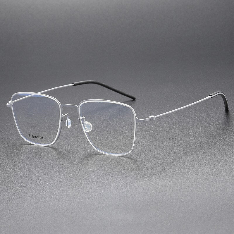 Aissuarvey Men's Full Rim Square Titanium Eyeglasses 514217 Full Rim Aissuarvey Eyeglasses Silver CN 