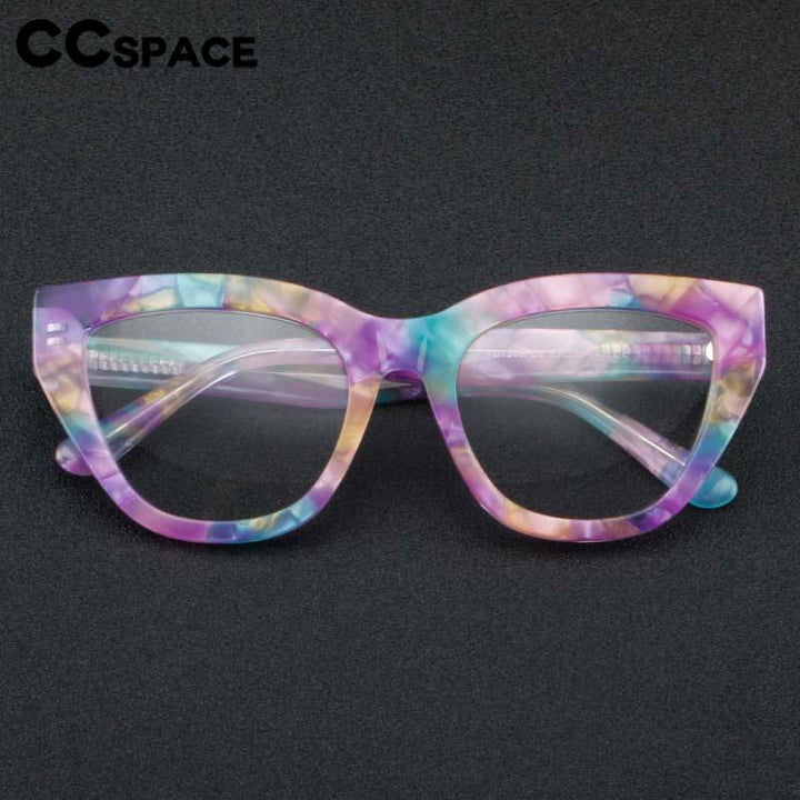 CCspace Unisex Full Rim Square Cat Eye Acetate Eyeglasses 56813 Full Rim CCspace   