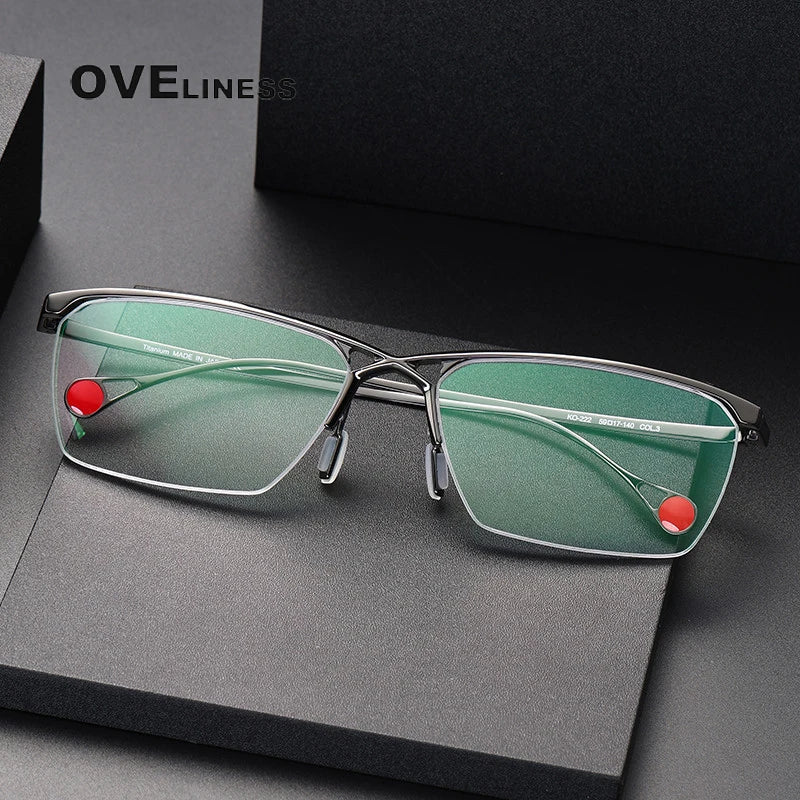 Oveliness Unisex Semi Rim Square Titanium Eyeglasses 9222 Semi Rim Oveliness   