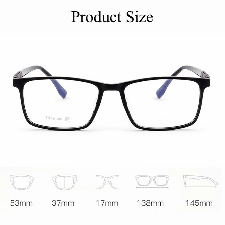 Yimaruili Men's Full Rim Square Tr 90 Titanium Eyeglasses 23070 Full Rim Yimaruili Eyeglasses   